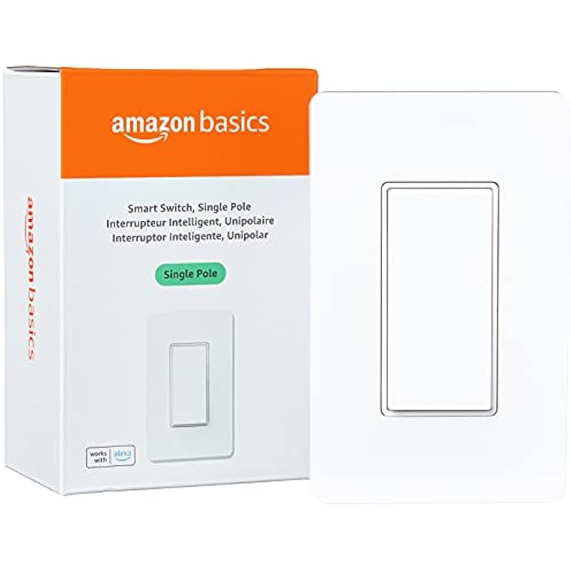 Amazon Basics Single Pole Smart Switch, Works with Alexa, Neutral Wire Required – A Certified for Humans Device