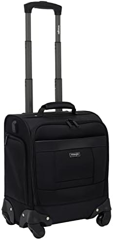 Wrangler Unisex 15″ 4-Wheel Spinner Underseat Carry-on Luggage with Side USB Port Luggage- Carry-On Luggage