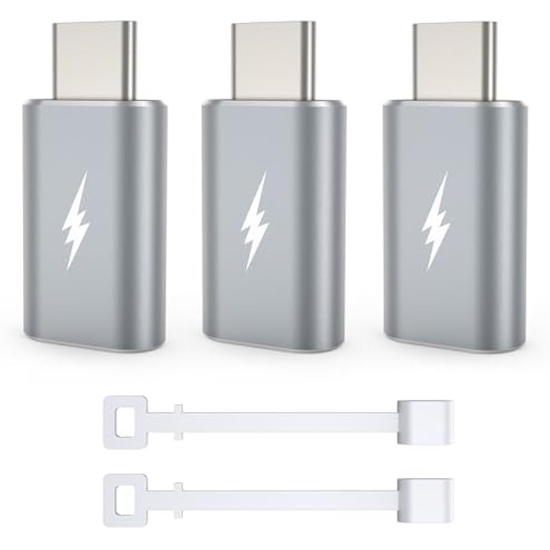 TechMatte (3 Pack) Lightning to USB-C Adapter, Charging Compatible with iPhone 15/Plus/Pro/Pro max and More Type C Devices, Support Data Transmission, Not OTG，with Anti-Lost Holder