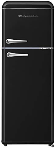 Frigidaire EFR756-BLACK EFR756, 2 Door Apartment Size Retro Refrigerator with Top Freezer, Chrome Handles, 7.5 cu ft, Black