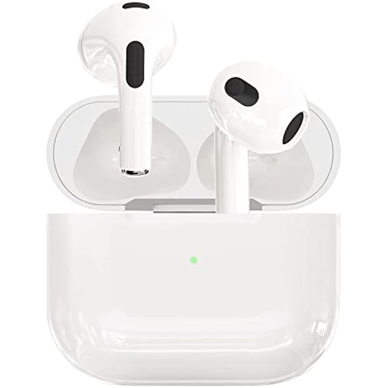 AirPods Wireless Earbuds, Air Pods Headphones Earbuds Headset with Touch Control, Noise Cancelling, Built-in Microphone with Charging case for iPhone/iOS/Android – White