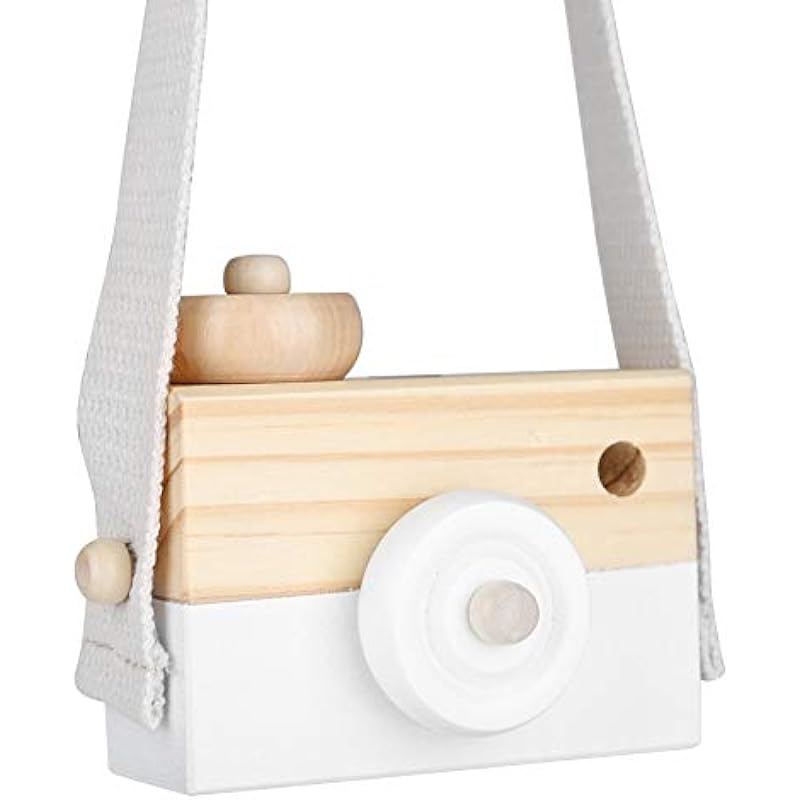 Wooden Camera Toy Mini Handmade Baby Kids Cute Wood Camera Toys Children Fashion Clothing Accessory for Kid Child Learning Intelligent Toys(White)