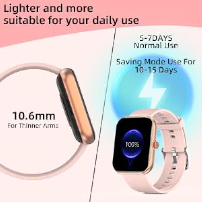 Smart Watch for Women Men with Bluetooth Call, Heart Rate Sleep Monitor, 1.91” DIY Dial Touch Screen Fitness Watch, 100+ Sports Modes, IP68 Waterproof Smartwatch Step Watch for Android iOS New(Pink)