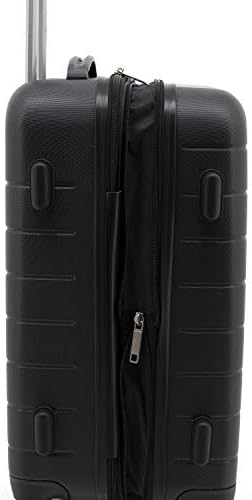 Wrangler Smart Luggage Set with Cup Holder and USB Port, Black, 20-Inch Carry-On, Smart Luggage Set with Cup Holder and USB Port