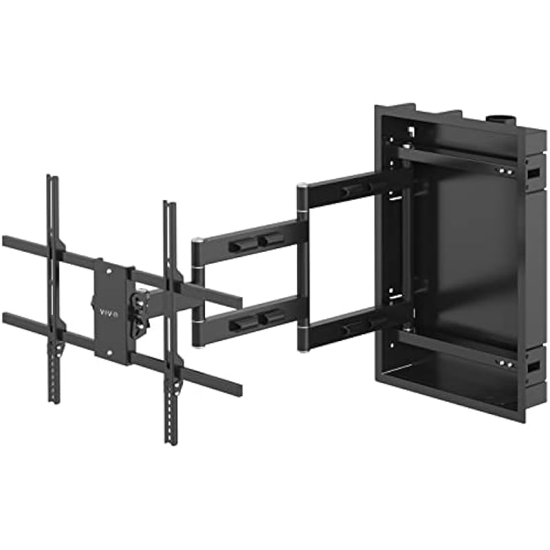 VIVO Recessed 50 to 75 inch LED LCD TV Wall Mount, Articulating Full Motion in-Wall TV Bracket for Flush Installation, 30 Inch Extended Articulating Arm, Holds up to 50kg, Black, MOUNT-REC01