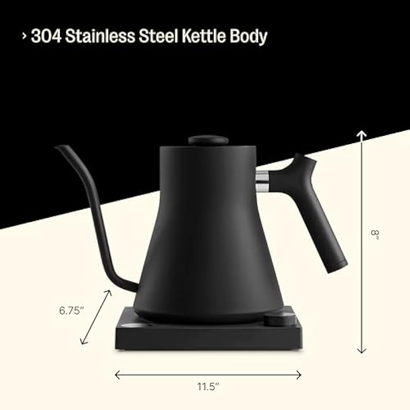 Fellow Stagg EKG Electric Gooseneck Kettle – Pour-Over Coffee and Tea Pot, Stainless Steel, Quick Heating, Matte Black, 0.9 Liter