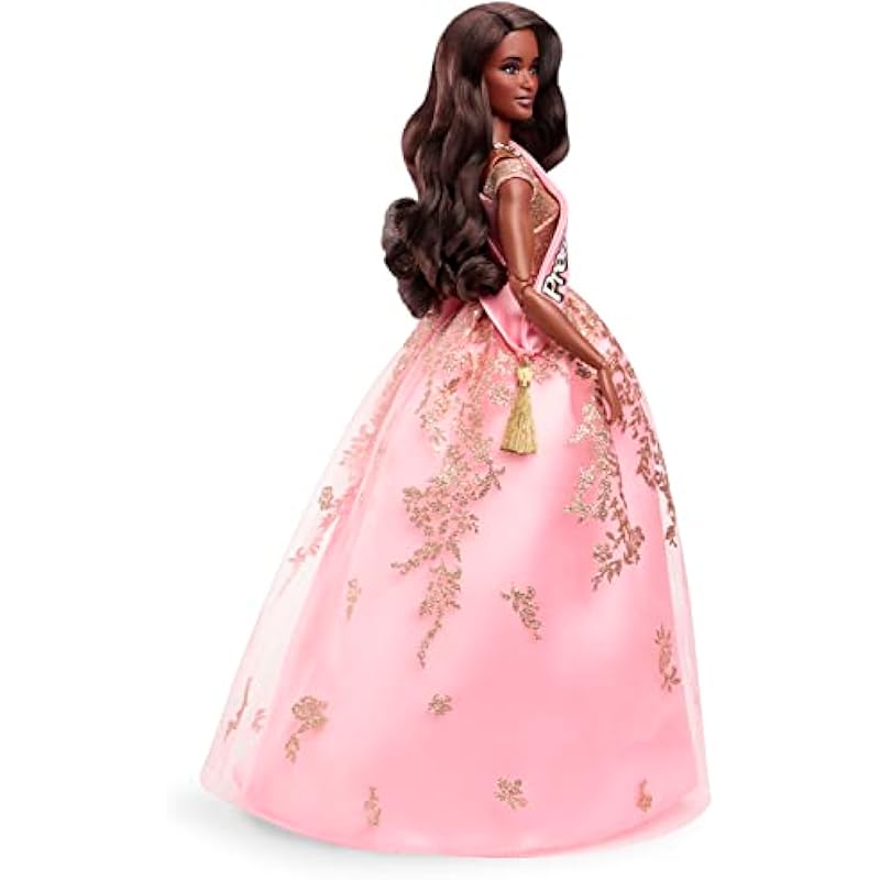 Barbie the Movie Doll, President Barbie Collectible Wearing Shimmery Pink and Gold Dress with Sash