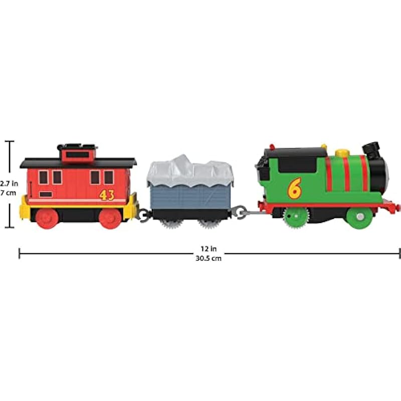 Thomas & Friends Percy & Brake Car Bruno Motorized Battery-Powered Toy Train Set for Preschool Kids Ages 3 Years and up