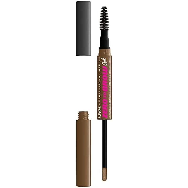 NYX PROFESSIONAL MAKEUP, Zero To Brow Longwear Gel, Dual-ended Liquid Eyebrow gel, Vegan Formula – Taupe