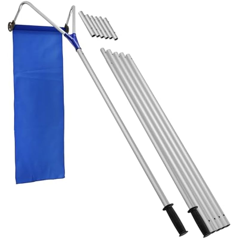 Goture Scratch Free 21ft Snow Roof Rake with Wheels & 420D Oxford Slide, Adjustable Aluminum Telescopic Snow Rake for Roof, Lightweight Roof Snow Removal Tool with Anti-Skid Handle for Pitched Roof