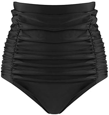 RELLECIGA Women’s High Waisted Hipster Bikini Swimsuit Bottom Ruched Swim Bottom