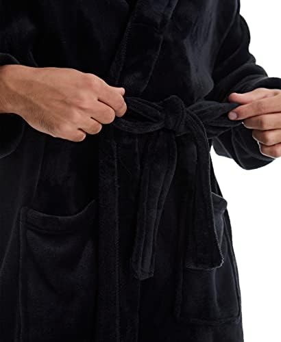 Yoimira Mens Robes and Bathrobes with Hood,Mens Housecoats and Robes Soft Warm Fleece Plush Robe with Pockets