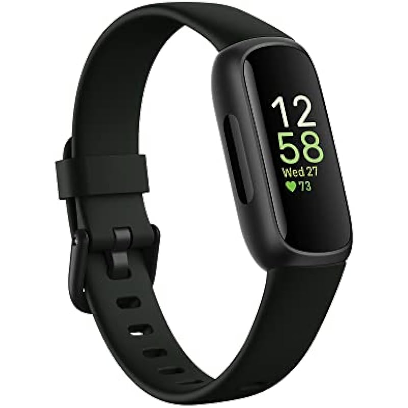 Fitbit Inspire 3 Health and Fitness Tracker with Stress Management, Workout Intensity, Sleep Tracking, 24/7 Heart Rate and More, Midnight Zen/black, One Size (S and L Bands Included)