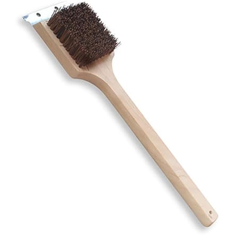 Deluxe Large Wood BBQ Brush Palmyra Bristles (Safe-Contains No Metal Bristles)