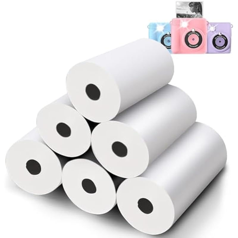 6 Rolls Camera Printer Paper – GKTZ Kids Instant Print Camera – HD Printing Thermal Print Paper Set – Refill Replace Camera Printer Paper