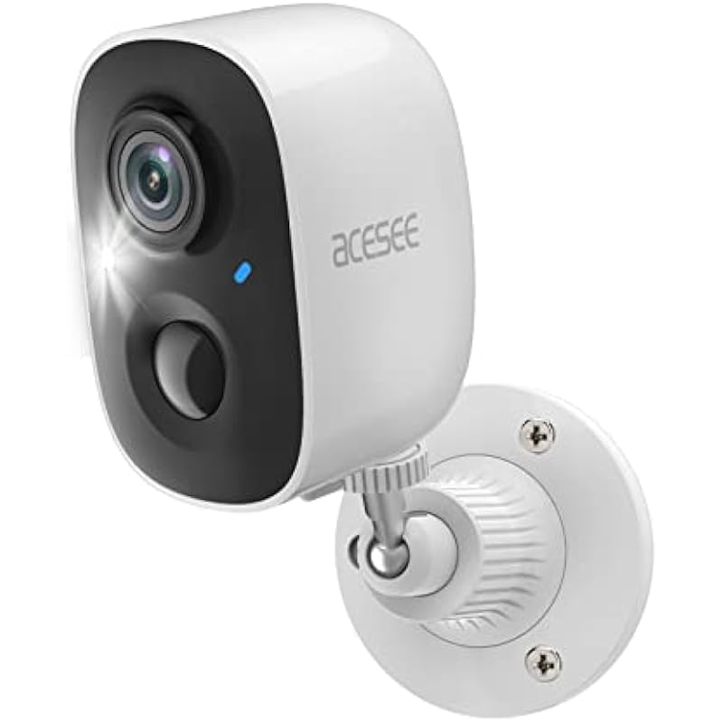 acesee Wireless Outdoor Security Camera, Battery Powered Cameras for Home Security Wireless WiFi with Night Vision, AI Motion Detection,Siren Alarm,Spotlight,2Way Audio, Weatherproof,SD/Cloud
