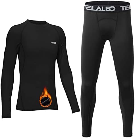 TELALEO Youth Boys’ Girls’Thermal Underwear Set Fleece Lined Long Johns Set Kids Base Layer Ultra Soft