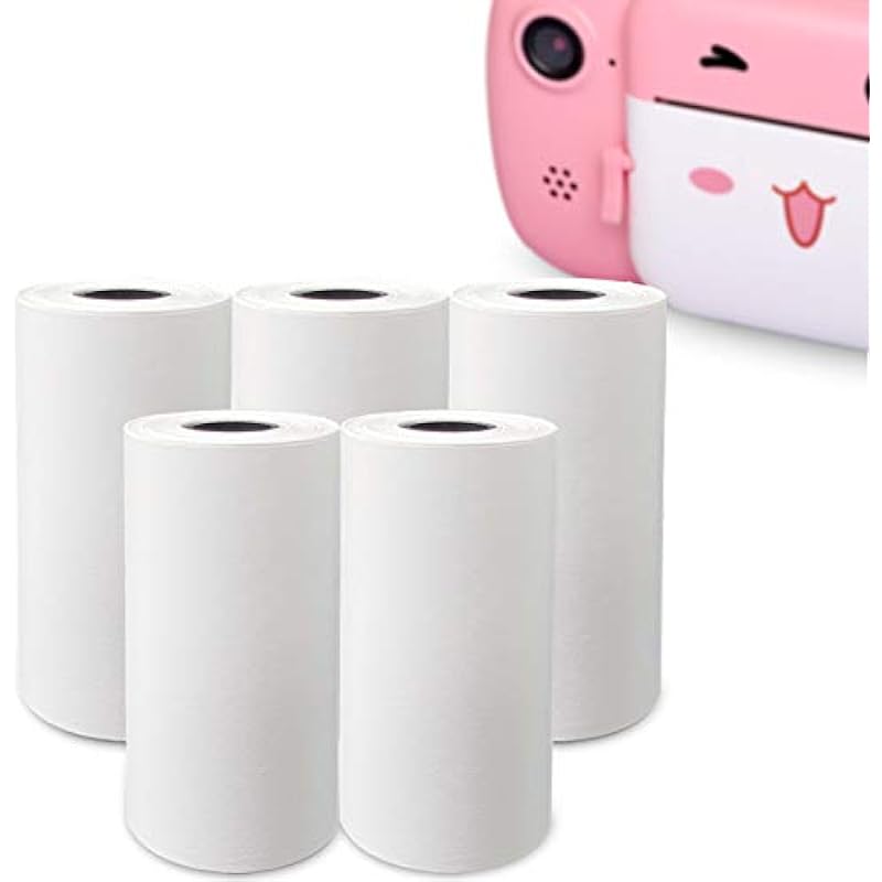 Print Paper Refill for LByzHan Instant Print Camera for Kids, Zero Ink Thermal Paper Receipt Paper, 0.98 x 2.24 Inch, 11.48 Feet Length, 5 Rolls Print Paper, White