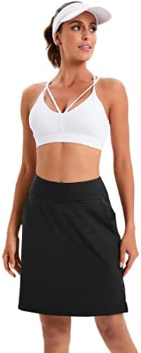 Jhsnjnr Women’s Tennis Skirts with Pockets Shorts High Waisted Knee Length Skirt Athletic Golf Skorts