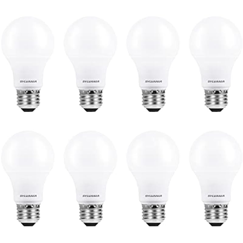 Sylvania ECO LED Light Bulb, A19 60W Equivalent, Efficient 9W, 7 Year, 750 Lumens, 2700K, Non-Dimmable, Frosted, Soft White – 8 Pack (40821)