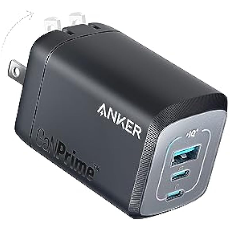 Anker Prime 100W USB C Charger, Anker GaN Wall Charger, 3-Port Compact Fast PPS Charger, for MacBook Pro/Air, Pixelbook, iPad Pro, iPhone 14 / Pro, Galaxy S23 / S22, Note20, Pixel, Apple Watch, and More