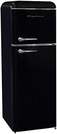 Frigidaire EFR756-BLACK EFR756, 2 Door Apartment Size Retro Refrigerator with Top Freezer, Chrome Handles, 7.5 cu ft, Black