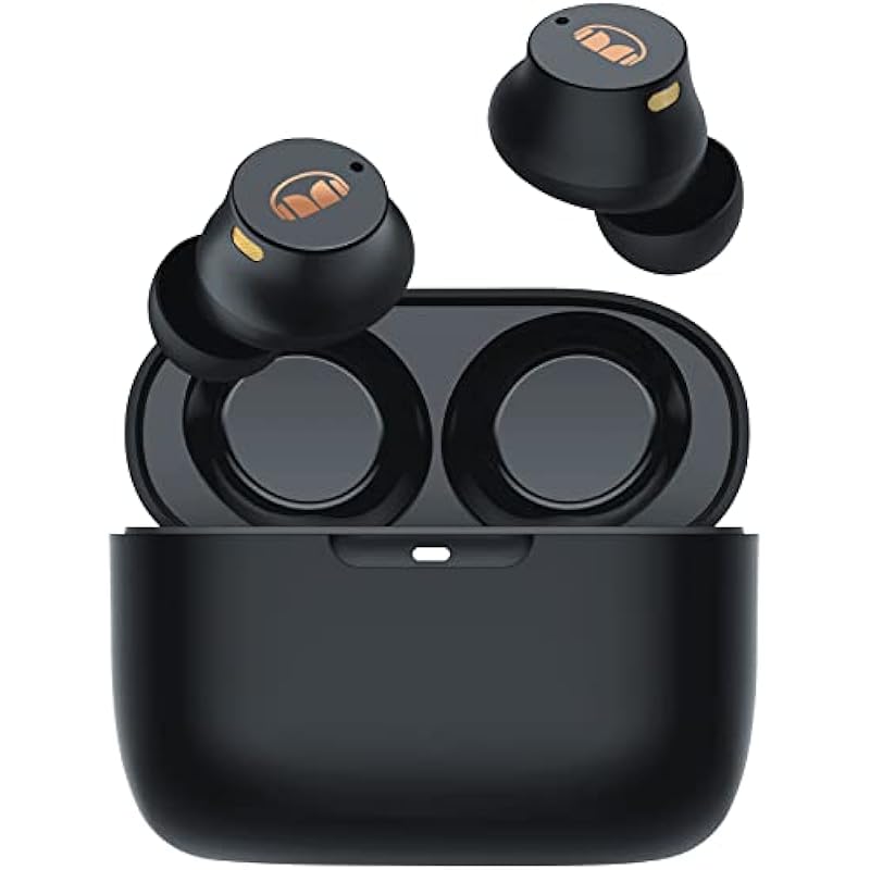 Monster N-Lite 200 AirLinks Wireless Earbuds, Bluetooth 5.0 Headphones, Built-in Mic for Clear Calls, Immersive Bass Sound, IPX5 Water Resistant Design for Sports, Black.