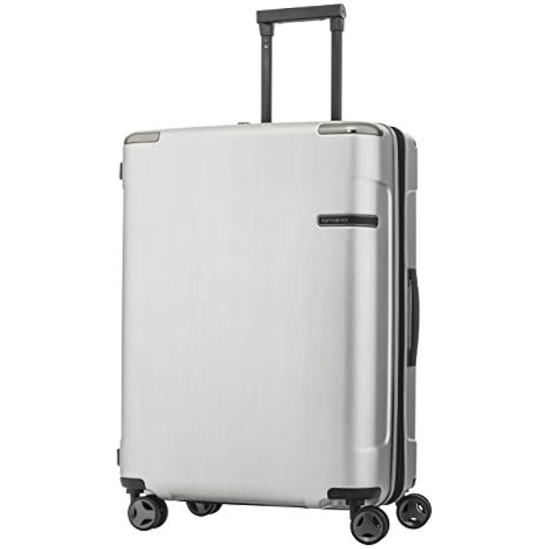 Samsonite EVOA Spinner Medium Expandable Luggage, Brushed Silver, Checked – Medium (Model:120188-2848)