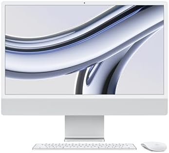 Apple 2023 iMac All-in-One Desktop Computer with M3 chip: 8-core CPU, 8-core GPU, 24-inch 4.5K Retina Display, 8GB Unified Memory, 256GB SSD Storage. Works with iPhone/iPad; Silver; English