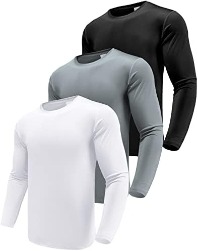 Boyzn Men’s 3 Pack Performance Short/Long Sleeve T-Shirts, UPF 50+ Sun Protection Shirts, Athletic Workout Shirts for Running