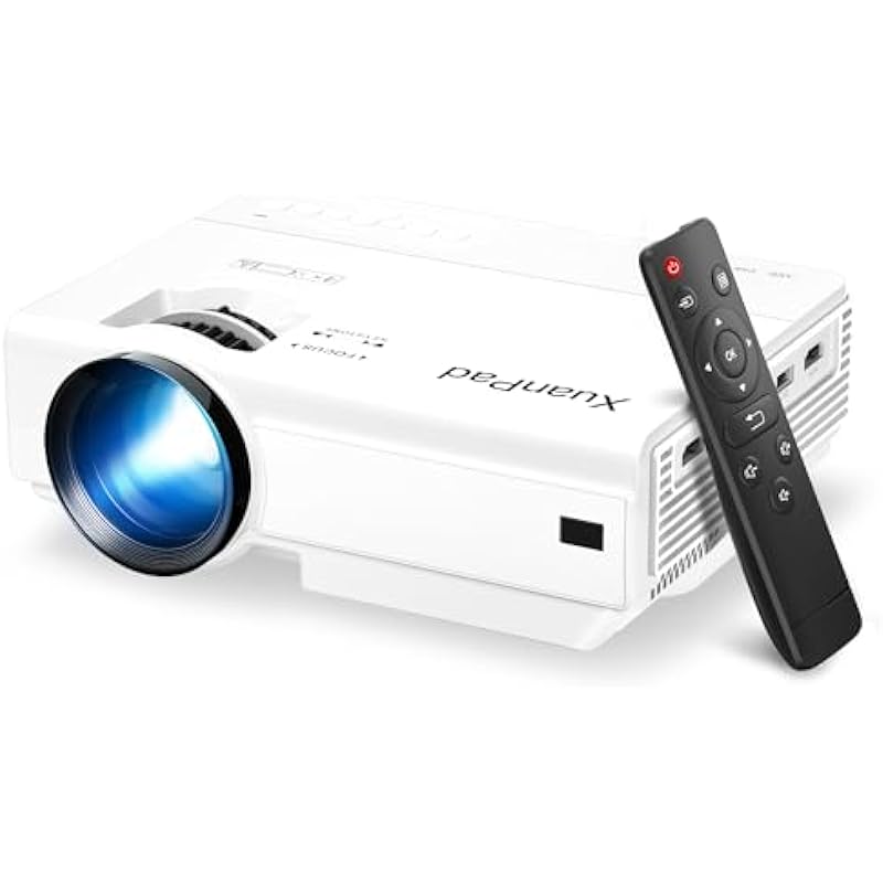 Projector, XuanPad 2024 Upgraded Mini Projector, 10000L Video Projector HD 1080P Supported, Portable Home Projector for TV Stick, HDMI, USB, Laptop, iPhone, Android