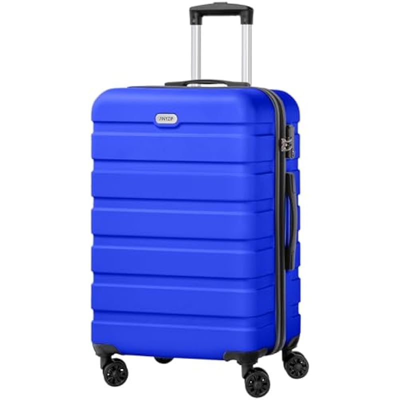 Luggage AnyZip PC ABS Hardside Lightweight Suitcase with 4 Universal Wheels TSA Lock Checked-Medium 24 Inch（Blue）