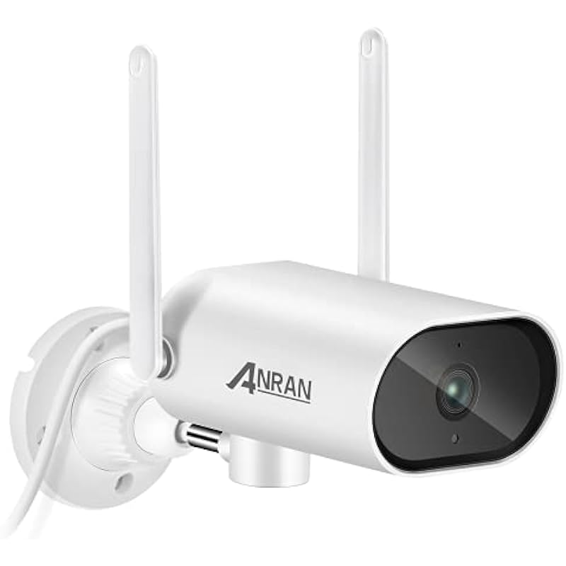 ANRAN Security Camera Outdoor with Pan Rotation 180° Feature, 1080P WiFi Outdoor Security Cameras for Home, IP65 Waterproof, Plug-in Power, 2.4G WiFi, SD and Cloud Storage, B4 White