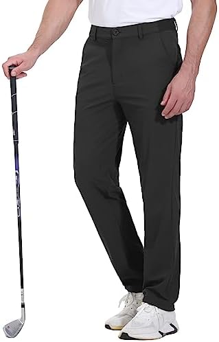 JHMORP Men’s Golf Pants Stretch Lightweight Quick Dry Dress Work Casual Pants with Pockets