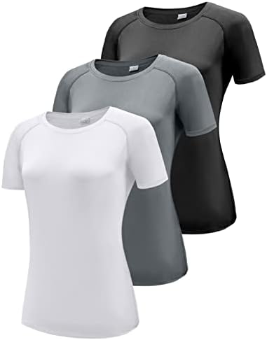 Boyzn Women’s 3 Pack Short/Long Sleeve Workout Running Shirts, UPF 50+ Sun Protection Shirts, Athletic Exercise Gym T-Shirts