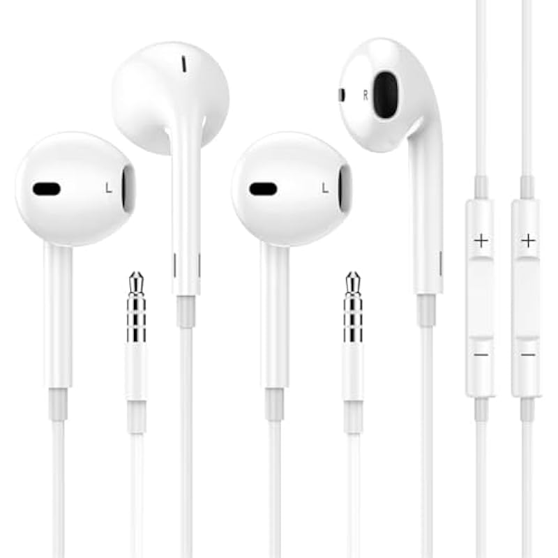 [2 Pack] with Apple Earbuds/Headphones/Earphones with 3.5mm Wired Earbuds with Microphone & Volume Control【with Apple MFi Certified】 Compatible with iPhone,iPad,iPod,Computer,MP3/4,Android