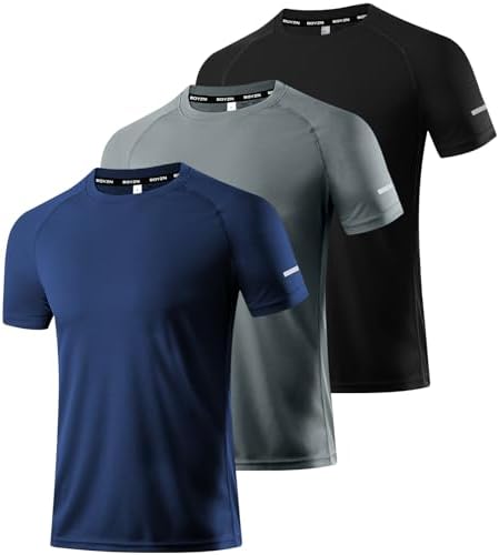 Boyzn 1, 3 or 5 Pack Men’s Workout Running Shirts, Dry Fit Moisture Wicking T-Shirts, Sports Gym Athletic Short Sleeve Shirts