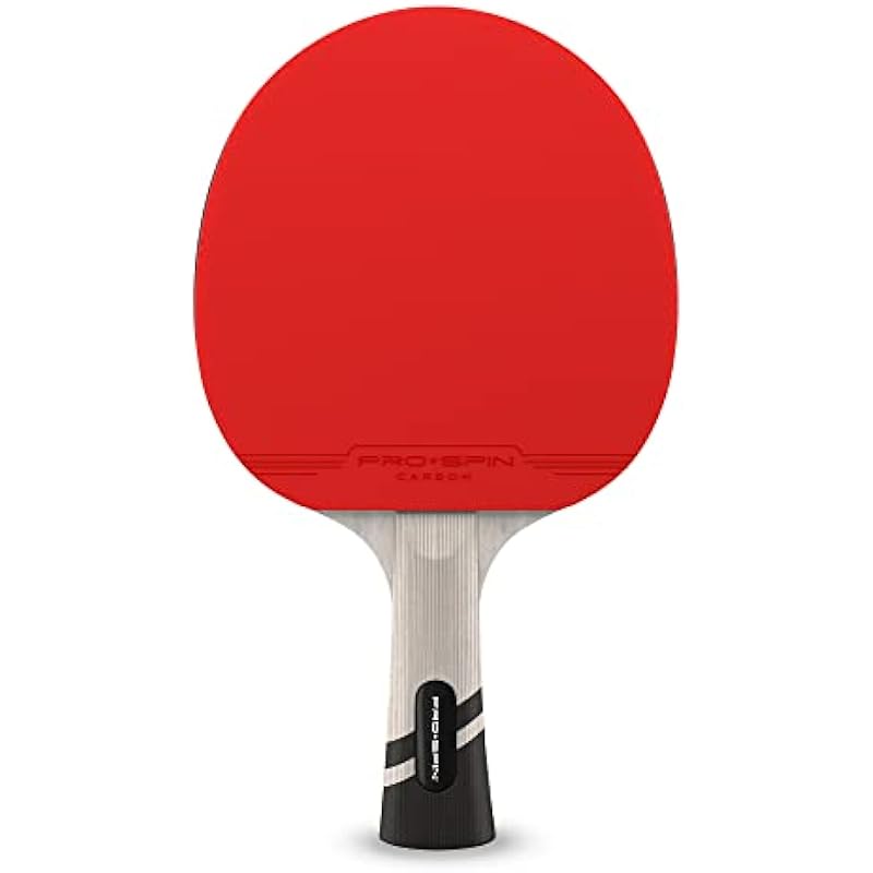 PRO-SPIN Ping Pong Paddle with Carbon Fibre | Elite Series 7-Ply Blade, Premium Rubber, 2.0mm Sponge & Rubber Protector Case | Choice of Classic Shakehand or Penhold Grip Table Tennis Racket
