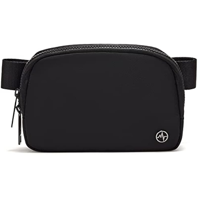 Pander Double Zipper Fanny Pack Nylon Everywhere Belt Bag, Fashion Waist Packs for Women with Adjustable Strap, 1L. (Black)