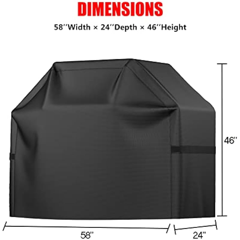 Grill Cover, 58 inch BBQ Gas Grill Cover Waterproof Weather Resistant, UV and Fade Resistant, UV Resistant Materia for Weber Char-Broil Nexgrill Grills and More