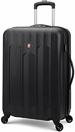 SwissGear Chrome Medium Luggage - Hardside Expandable Spinner Luggage 24-Inch - Black