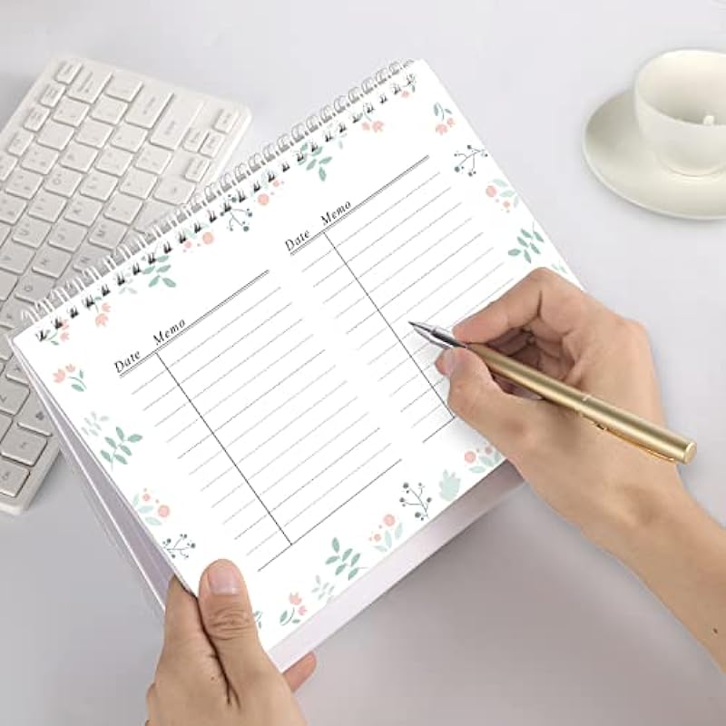 Desk Calendar 2024-2025, Creative Floral 8.66” x 7.05” Desktop Calendar Runs from Jan. 2024 until Jun. 2025, Monthly Table Calendar for Scheduling in Office, Home and School – Blue