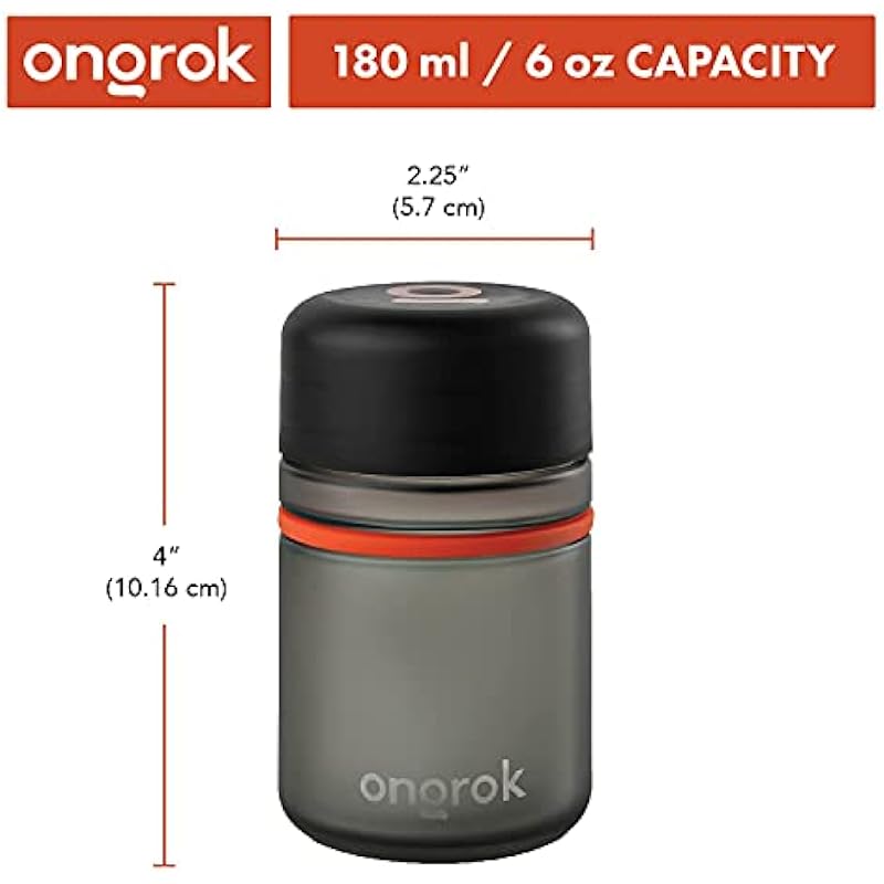 ONGROK Glass Storage Jar, 180ml (3 Pack) | Color-Coded Airtight Glass Containers, Jar to Stash Goods with Care, Airtight and Child Resistant Lid