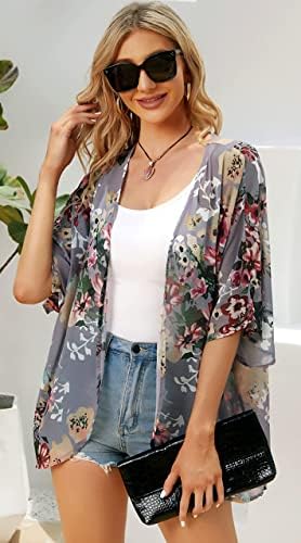 CHICALLURE Womens Summer Tops Kimono Cardigan Floral Beach Cover up Casual Jackets Shirts