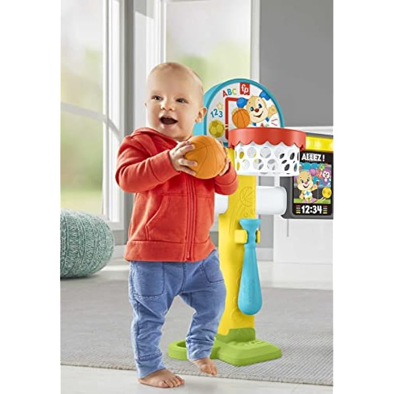 Fisher-Price Laugh & Learn Sports Activity Center with Smart Stages Learning, Basketball Soccer Baseball, 4-in-1 Game Experience