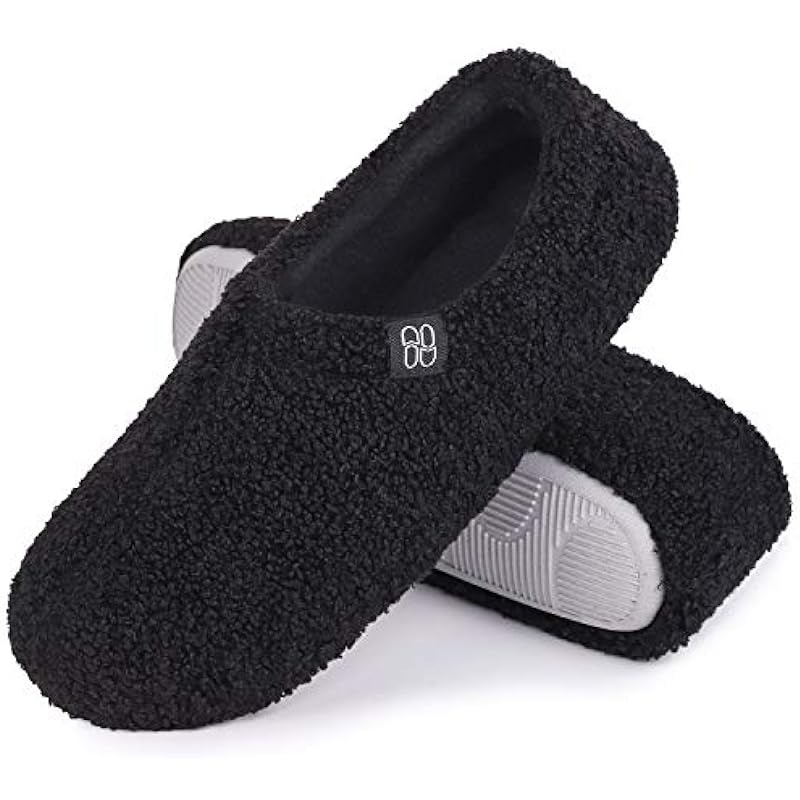 HomeTop Women’s Fuzzy Curly Fur Memory Foam Loafer Slippers Bedroom House Shoes with Polar Fleece Lining