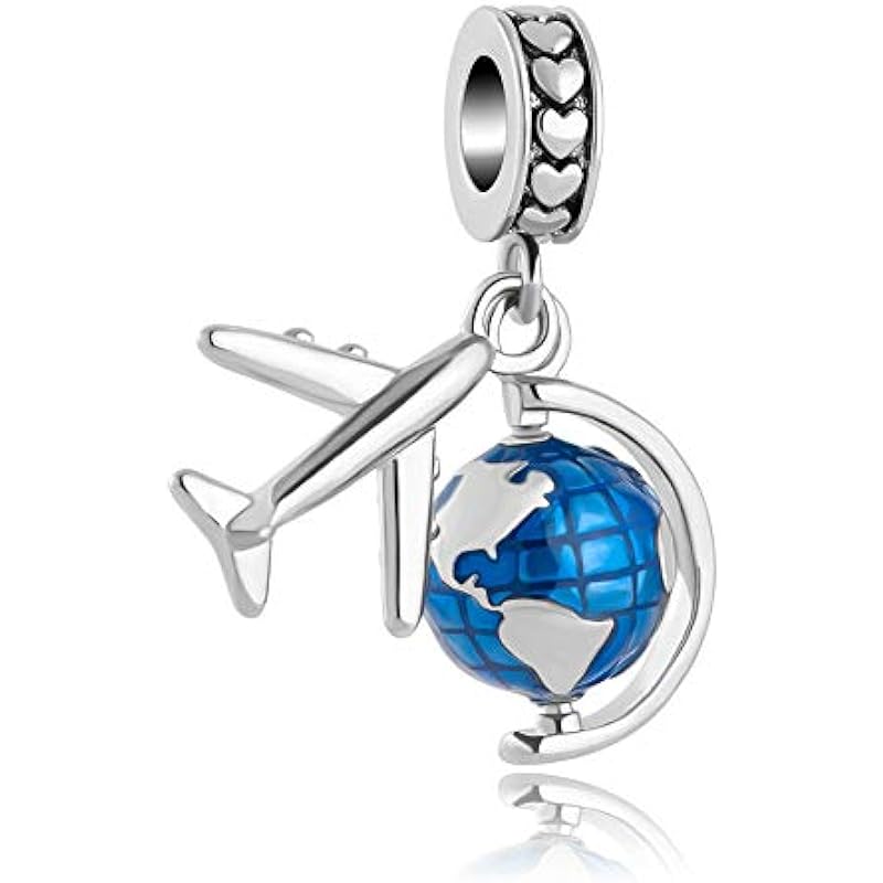 Charmed Craft Travel Around The World Charm Aircraft and Globe Beads for Charms Bracelets