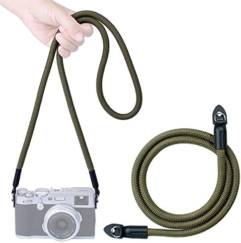 VKO 120cm Camera Strap,Nylon Climbing Rope Camera Neck Shoulder Strap Compatible with Canon Nikon Sony Fuji DSLR SLR Mirrorless Camera(Green)