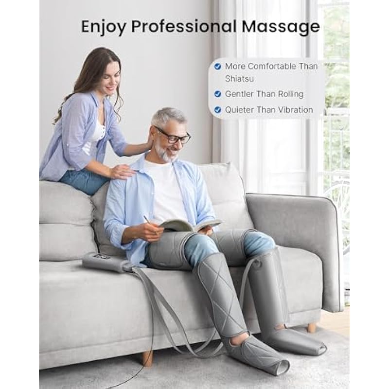 RENPHO Leg Massager for Circulation and Pain Relief, Air Compression Foot Leg Calf Thigh Massage, Helps for Reduce Swelling, Muscle Relaxation, 6 Modes 4 Intensities, Gifts for Men Women