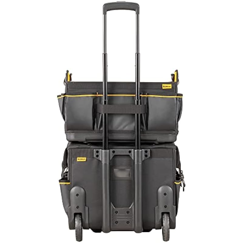 DEWALT 18 in. Rolling Tool Bag on Wheels, Water Resistant Compartment, 27 Pockets, Telescopic Handle (DWST560107)